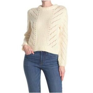 New from Nordstrom Elodie Long Sleeve Beige Pointelle Pullover Size XL